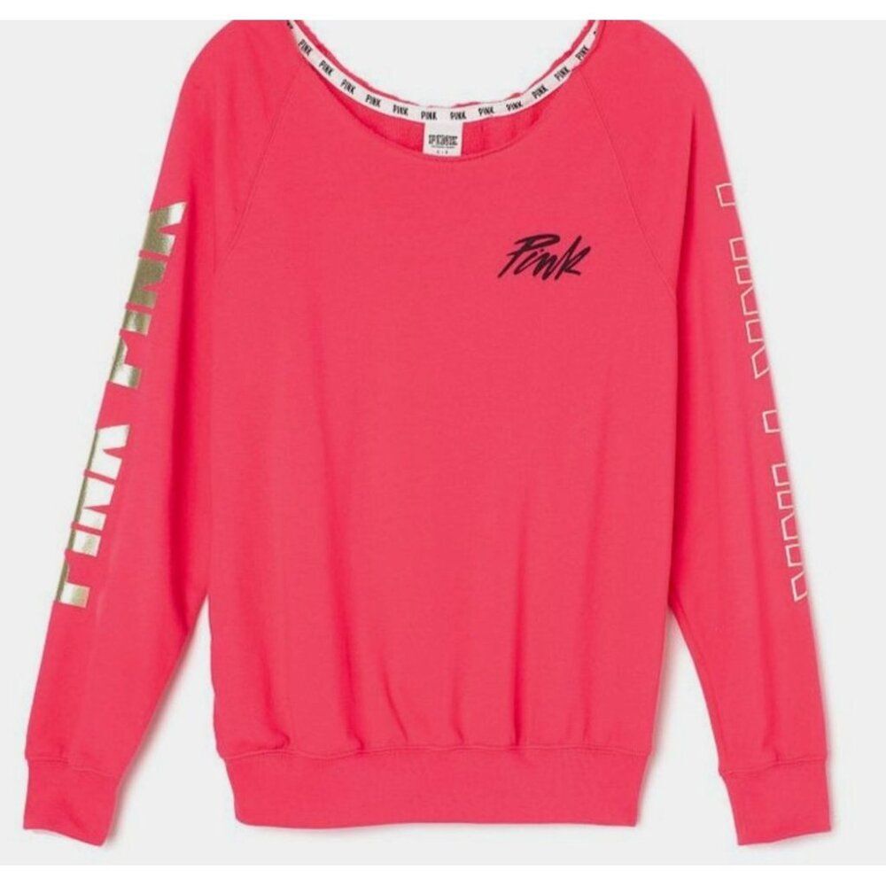 Pink Victoria's Secret Top Spell Out Women Sz S/P Athleisure Y2K Barbiecore Logo
